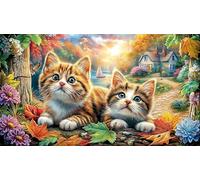 Cats-and-Rabbit-Gardening-at-Sunset 1000 Piezas Puzzle Educativo para Adultos Desafiante Papel Reciclado Idea 70x50/1000pcs
