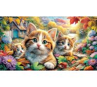 Cats-and-Rabbit-Gardening-at-Sunset 1000 Piezas Puzzle Reciclado para Adultos Juego Educativo relajación Desafiante Idea de Regalo 38x26/1000pcs