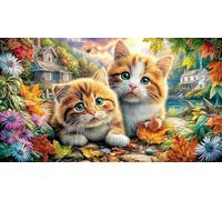 Cats-and-Rabbit-Gardening-at-Sunset Puzzle de 1000 Piezas Reciclado Regalo Divertido Juego Educativo para Adultos Desafiante Idea de Regalo 38x52/1000pcs