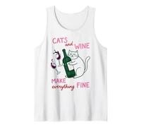 Cats and Wine Make Everything Fine Funny Cat Mom Camiseta sin Mangas