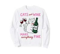 Cats and Wine Make Everything Fine Funny Cat Mom Sudadera
