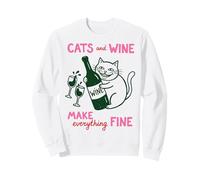 Cats and Wine Make Everything Fine Funny Cat Mom Sudadera