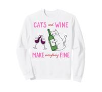 Cats and Wine Make Everything Fine Funny Cat Mom Sudadera