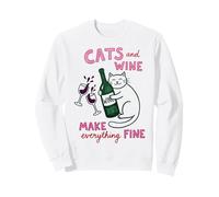 Cats and Wine Make Everything Fine Funny Cat Mom Sudadera