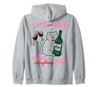 Cats and Wine Make Everything Fine Funny Cat Mom Sudadera con Capucha