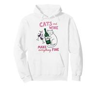 Cats and Wine Make Everything Fine Funny Cat Mom Sudadera con Capucha