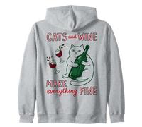 Cats and Wine Make Everything Fine Funny Cat Mom Sudadera con Capucha