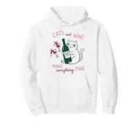 Cats and Wine Make Everything Fine Funny Cat Mom Sudadera con Capucha