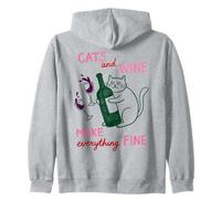 Cats and Wine Make Everything Fine Funny Cat Mom Sudadera con Capucha