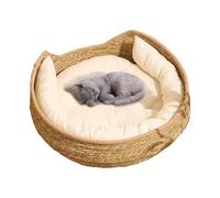 Cats Bed Pad, Cotton Rope 35 x 35 x 13 cm | Cama para Gatos de Interior con diseño de Tejido y Almohada Suave, Donut Kitty be? para Cats pequeños, para Todas Las Estaciones
