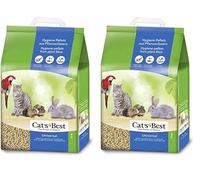 Cat's Best Arena para Gatos Universal 20 L (11 kg). Arena para Pájaros, Conejos Biodegradable Sin Polvo. Lecho para Conejos Ecológico de Fibra Vegetal. (Paquete de 2)