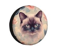 Cat'S Big Head - Cubierta de neumático de repuesto con flores rojas, impermeables, a prueba de polvo, ajuste universal para remolque, caravana, SUV, camión, cámper, 16 pulgadas