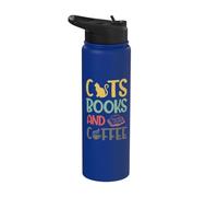 Cats books and Coffee - Libro y café con gatos Stainless Steel Insulated Water Bottle