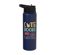 Cats books and Coffee - Libro y café con gatos Stainless Steel Insulated Water Bottle
