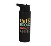 Cats books and Coffee - Libro y café con gatos Stainless Steel Insulated Water Bottle