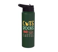Cats books and Coffee - Libro y café con gatos Stainless Steel Insulated Water Bottle