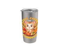 Cats, Carbs, & Cuddles Thanksgiving Dinner Kitten Vaso térmico de acero inoxidable de doble pared