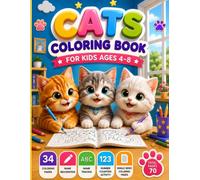 Cats Coloring Book for Kids Ages 4-8: 34 Cute Cat Breed Coloring Pages with Name Recognition, Name Tracing and Number Counting Activities for Kids Ages 4-8