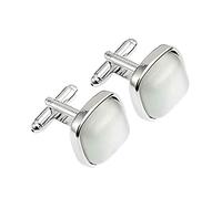 Cats Eye Stone Cufflinks for Mens Wedding Business Gifts Milky White Opal Cufflink