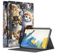Cats Family - Funda para Samsung Galaxy Tab S9 Plus/S9 FE Plus 5G de 12.4 pulgadas 2023, múltiples ángulos de visión con soporte para bolígrafo S, apagado y encendido automático para Galaxy Tab S9+