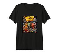 Cats Fight, Space Cats Illustration Graphic Cartoon Camiseta Premium