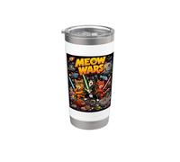 Cats Fight, Space Cats Illustration Graphic Cartoon Vaso térmico de acero inoxidable de doble pared