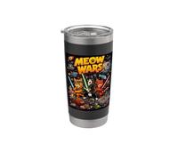 Cats Fight, Space Cats Illustration Graphic Cartoon Vaso térmico de acero inoxidable de doble pared