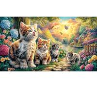 Cats-Fill-a-Cozy-Bedroom-Under-Moonlight Puzzle de 1000 Piezas Reciclado Juego Educativo Desafiante para Adultos y niños de 12 años y más 70x50/1000pcs