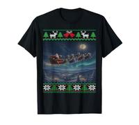 Cats Fly Santa's Sleigh Feo Navidad Gatito Camiseta