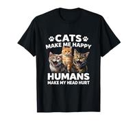 Cats Happy Funny Anti-Human For Cat Mom and Dad Camiseta