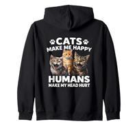 Cats Happy Funny Anti-Human For Cat Mom and Dad Sudadera con Capucha