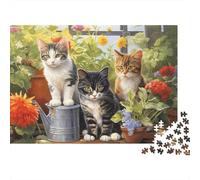 Cats in Garden Scene Puzzle 1000 Piezas para Jóvenes +14 Juego De Lógica Regalo De Cumplea?os Más Vendido Relax En Casa Cartón Resistente 38x26cm/1000pcs