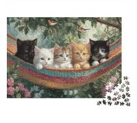 Cats in Hammock with Birds Puzzle Imposible,desafío for Adults Juego Educativo 1000 Piezas Obra De Arte De Juego De para Adultos Y Niños A Partir De 12 Años 70x50cm/1000pcs
