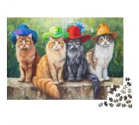 Cats in Hats Art Puzzle Mil Piezas para Personas Mayores Polvo Hecho En Europa para Enmarcar Cartón 70x50cm/1000pcs