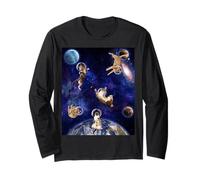 Cats In Space Kitten Outerspace Galaxy Funny Cat Lovers Manga Larga