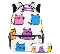 Cats Love Heart - Juego de mochila escolar y estuche para lápices para adolescentes, niñas, niños, mochila ligera de viaje, Multicolor 10, Talla única