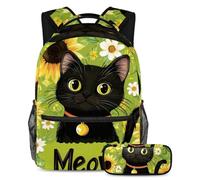 Cats Love Heart - Juego de mochila escolar y estuche para lápices para adolescentes, niñas, niños, mochila ligera de viaje, Multicolor 18, Talla única