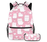 Cats Love Heart - Juego de mochila escolar y estuche para lápices para adolescentes, niñas, niños, mochila ligera de viaje, Multicolor 16, Talla única
