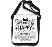Cats Make Me Happy Humans Make My Head Hurt - Bolso de hombro, color blanco, White, Talla única