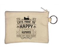 Cats Make Me Happy Humans Make My Head Hurt Llavero Monedero Beige, beige, Talla única