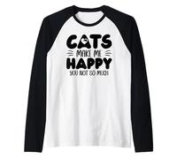 Cats Make Me Happy You Not So Much Humans Make My Head Hurt Camiseta Manga Raglan
