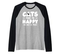 Cats Make Me Happy You Not So Much Humans Make My Head Hurt Camiseta Manga Raglan