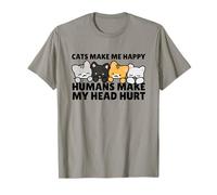 Cats Make Me Very Happy Humans Make My Head Hurt Cat Lover Camiseta