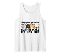 Cats Make Me Very Happy Humans Make My Head Hurt Cat Lover Camiseta sin Mangas