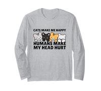 Cats Make Me Very Happy Humans Make My Head Hurt Cat Lover Manga Larga