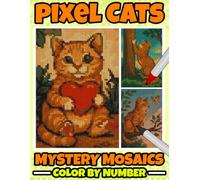 Cats Mystery Mosaics Color By Number: Adorable Feline Pixel Art Revealed One Square at a Time - Quest Color by Number Fun for All Ages