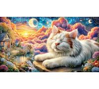 Cats-on-a-Cruise-Ship-Kissing-with-Hearts 1000 Piezas Puzzle Adultos Papel Reciclado Juego desafiante Educativo Regalo para Mujeres y Hombres 38x26/1000pcs