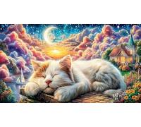 Cats-on-a-Cruise-Ship-Kissing-with-Hearts 1000 Piezas Puzzle Familiar Desafiante y Divertido Papel Reciclado para Adultos 70x50/1000pcs