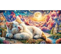 Cats-on-a-Cruise-Ship-Kissing-with-Hearts Puzzle Adultos 1000 Piezas Juego Educativo relajación Papel Reciclado Actividad en casa Regalo 38x52/1000pcs