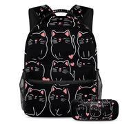 Cats Paws - Juego de mochila escolar y estuche para lápices para adolescentes, niñas, niños, mochila ligera de viaje, Multicolor 15., Talla única
